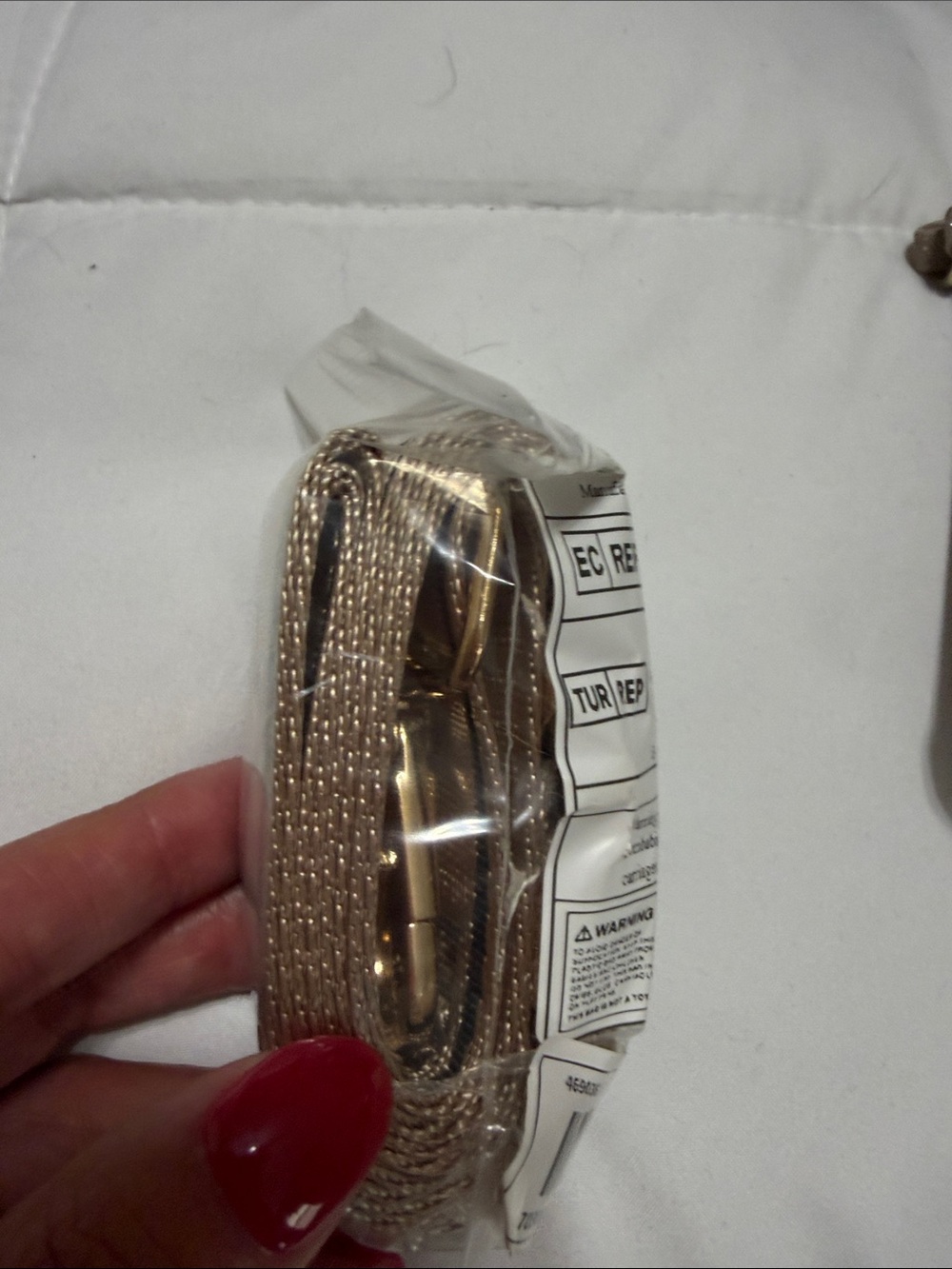 Beige and gold woven jacquard Woven Guitar Strap/crossbodystrap - Picture 5 of 9
